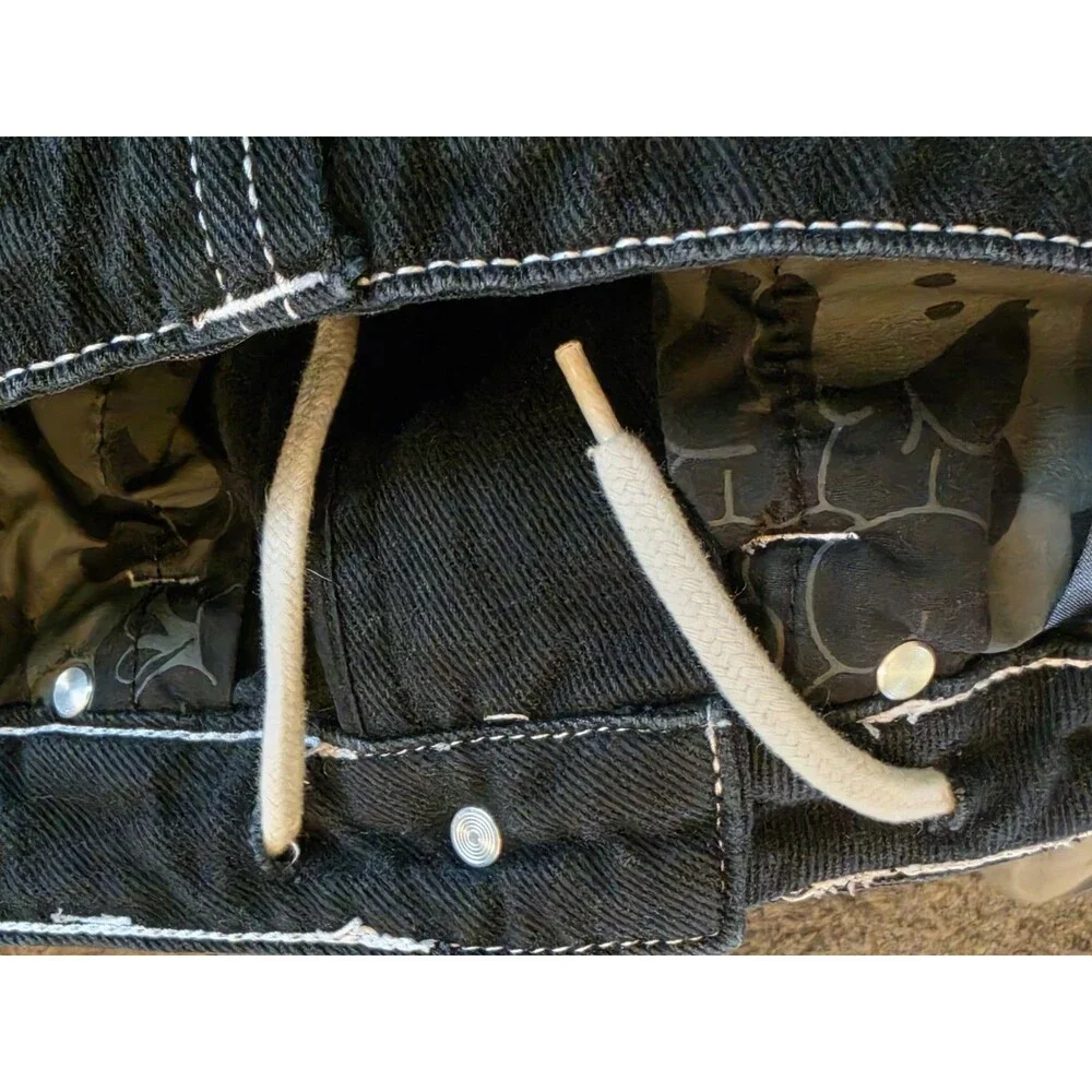 Empyre Baggy Loose Fit Skate Jeans Black w/ White Contrast Stitch Size 28x23